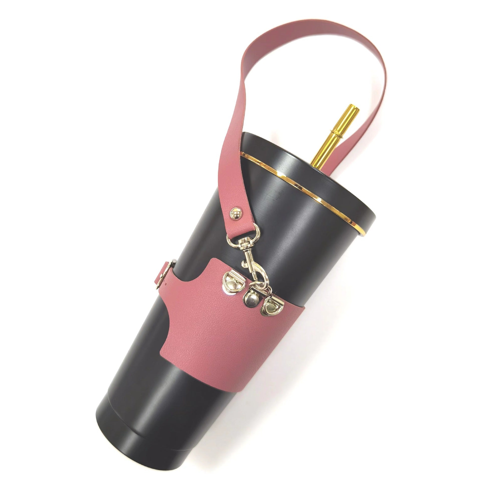 Wholesale Portable Adjustable PU Leather Diameter 75-95mm Insulated Cup Holder
